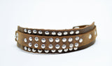 Mens Leather Studded Bracelet Tan - edocollection