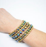 Women's Memory Wire Brass Crystal Beads Bracelet - edocollection
