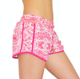 White/Pink Paisley Shorts - edocollection