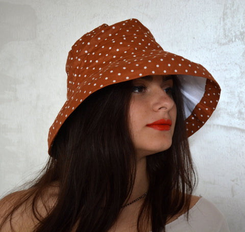 Brown Dotted Summer Hat - edocollection