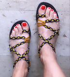 Rope Flat Sandals-Yellow-Giulia Style - edocollection