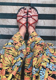 Flat Woven Rope  Sandals Orange-Giulia Style - edocollection