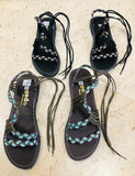 Woman’s Flat Summer Sandals Hanwoven Water Resistant Sandal Teal-edocollection