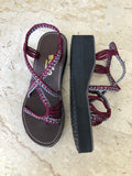 Platform Sandals for Women-Burgundy-Giulia Style - edocollection