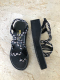 Rope Chunky Sandals for Women-Black - edocollection