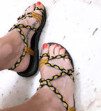 Flat Sandasl for Women-Yellow-Giulia Style - edocollection