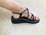 Platform Rope Sandals-Burgundy-Giulia Style - edocollection